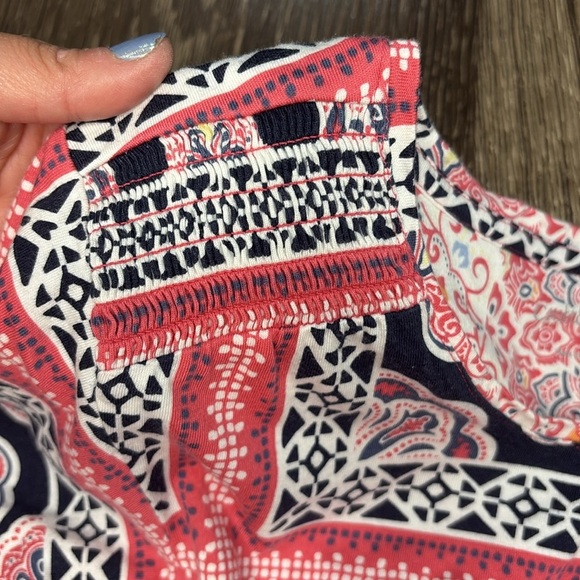 Croft & Barrow woman’s coral, navy, and white designed shirt size medium - Picture 4 of 5